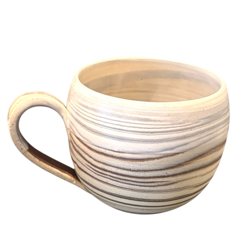 Striped Marbled Handmade pottery Ceramic Mug 20 OZ